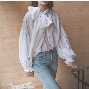 White Mahsa Bow Blouse